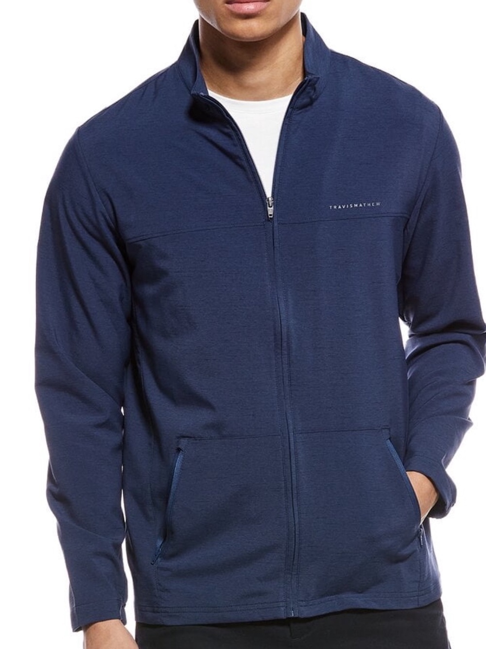 TravisMathew Navy Zip-Front Jacket with logo! XL